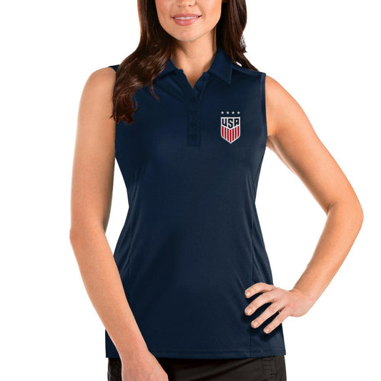 USWNT Antigua Women's Tribute Sleeveless Polo on sale - Navy