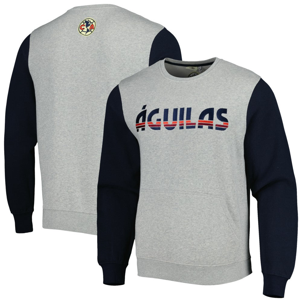 Club America Kangaroo Pullover Sweatshirt Discount - Gray/Navy