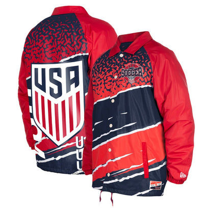 USMNT 5th & Ocean by New Era Throwback Coaches Raglan Full-Snap Jacket for sale - Navy