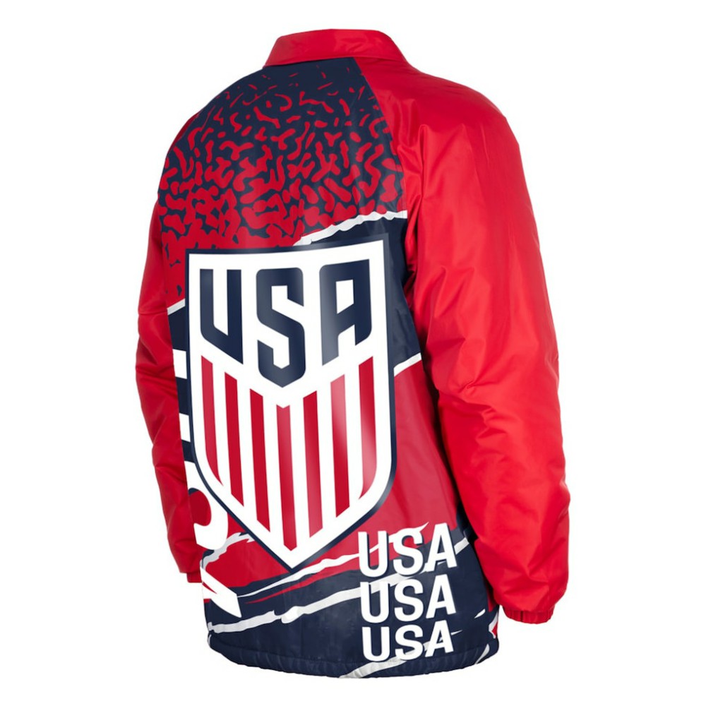 USMNT 5th & Ocean by New Era Throwback Coaches Raglan Full-Snap Jacket for sale - Navy