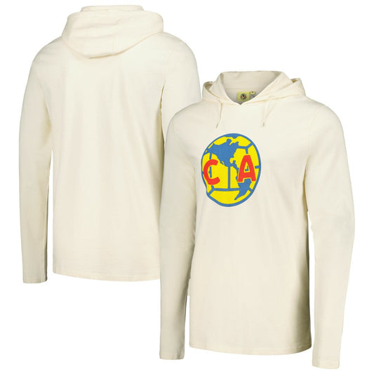 Club America Long Sleeve Hoodie T-Shirt Discount - Cream