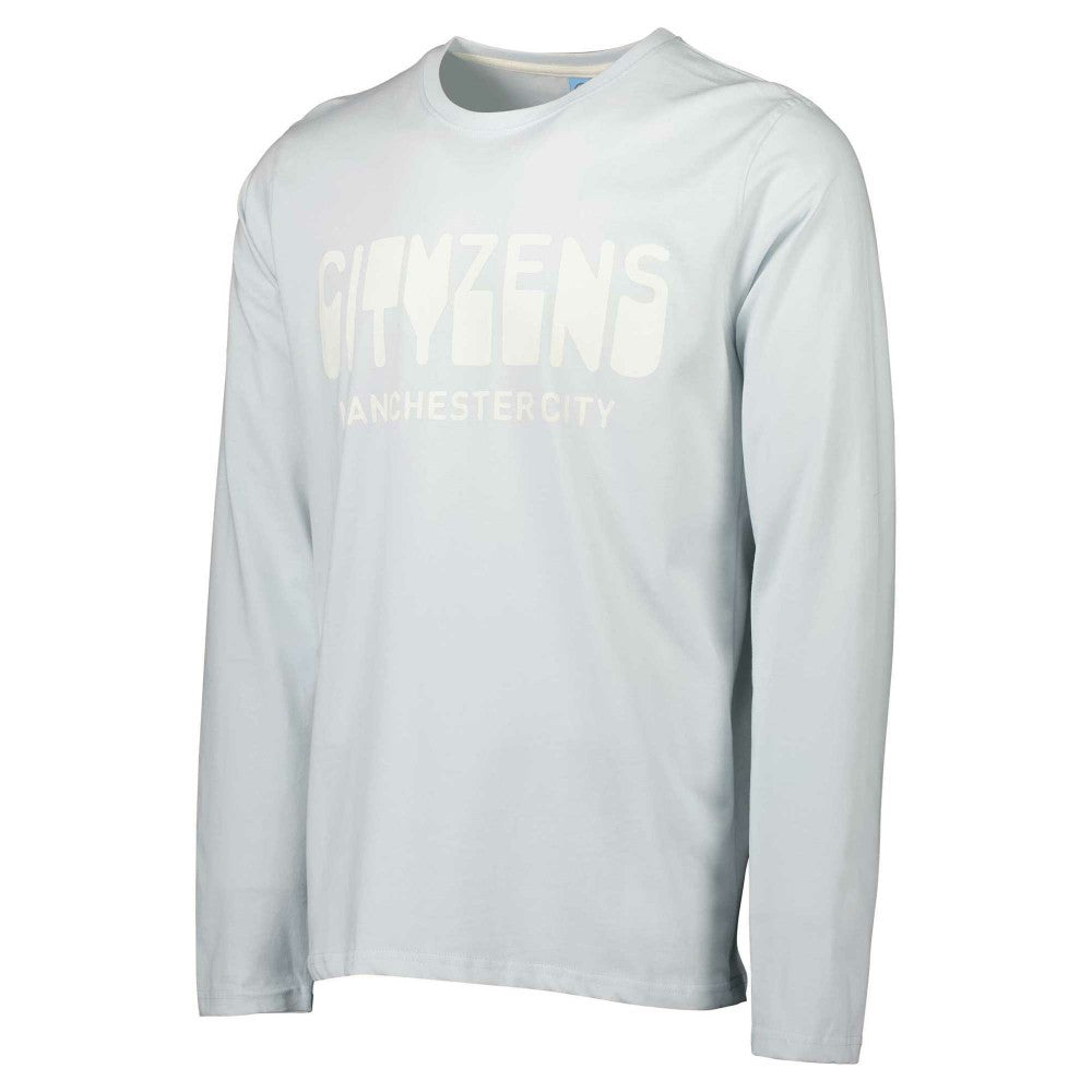 Manchester City Heavy Long Sleeve T-Shirt Discount - Sky Blue
