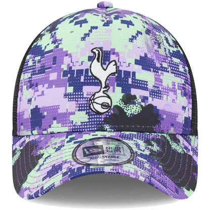 Tottenham Hotspur New Era Black Glitch All Over Print E-Frame Trucker Adjustable Hat