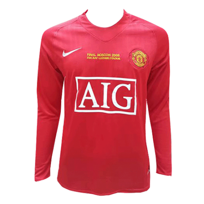 Retro Manchester United UCL Final Home Long Sleeve Jersey 2007/08