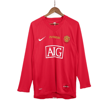 Retro Manchester United UCL Final Home Long Sleeve Jersey 2007/08