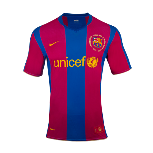 Ronaldinho #10 Retro Barcelona Home Jersey 50-Years Anniversary 2007/08