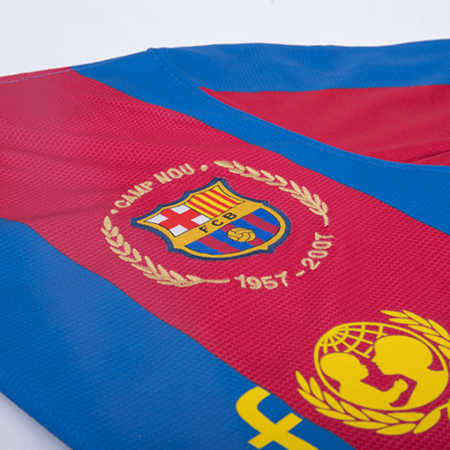 Ronaldinho #10 Retro Barcelona Home Jersey 50-Years Anniversary 2007/08