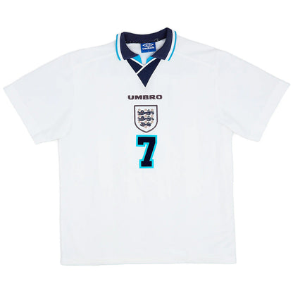 BECKHAM #7 Retro England Home Jersey Euro Cup 1996