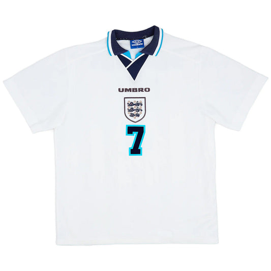 BECKHAM #7 Retro England Home Jersey Euro Cup 1996