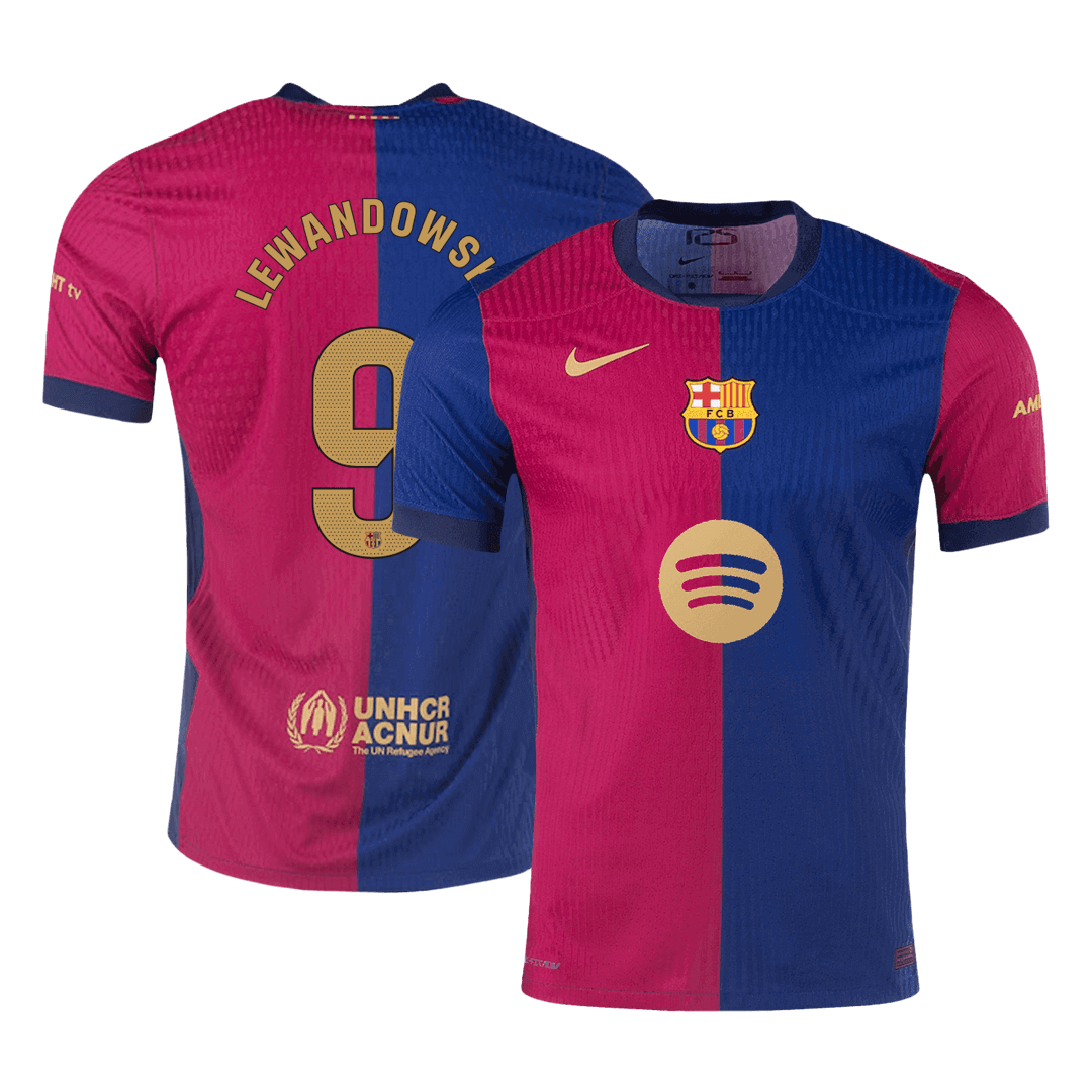 LEWANDOWSKI #9 Barcelona Home Spotify Logo Without Text Match Jersey