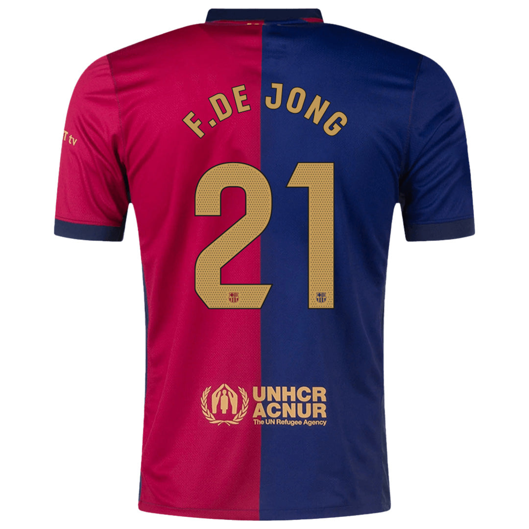 F.DE JONG #21 Barcelona Home Spotify Logo Without Text Jersey