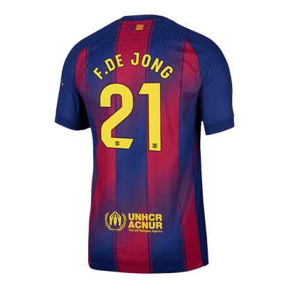 F.DE JONG #21 Barcelona Home Match Jersey Player Version 2025/26