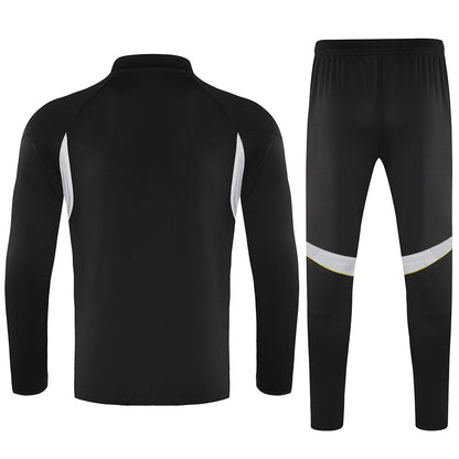 Kids Real Madrid 1/4 Zipper Sweat Kit(Top+Pants) Black 2025/26
