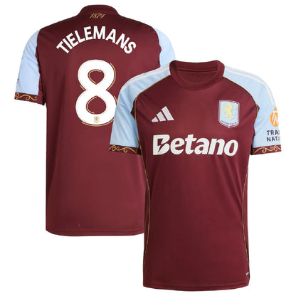 TIELEMANS #8 Aston Villa Home Jersey 2025/26 - Cup Font