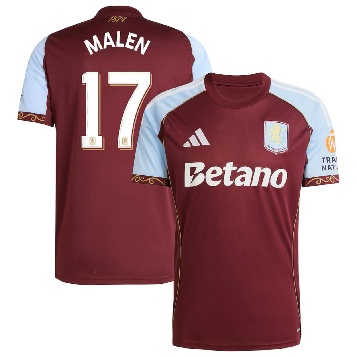 MALEN #17 Aston Villa Home Jersey 2025/26 - Cup Font