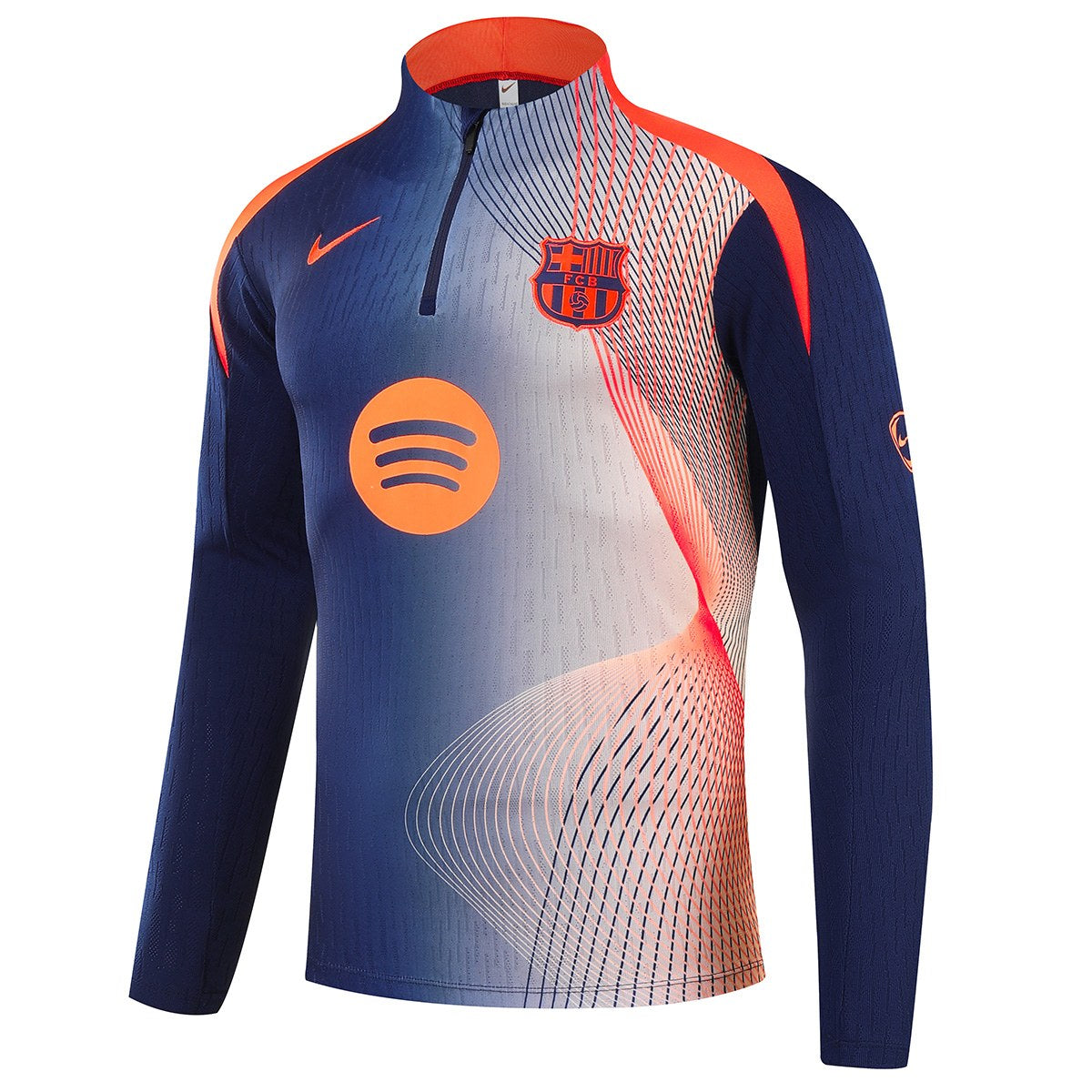 Kids Barcelona 1/4 Zipper Sweat Kit(Top+Pants) Navy&Orange 2025/26
