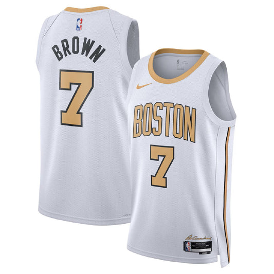 Unisex Boston Celtics Jaylen Brown #7 White Swingman Jersey 2025/26 - City Edition