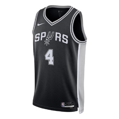Unisex San Antonio Spurs De'Aaron Fox #4 Black Swingman Jersey - Icon Edition