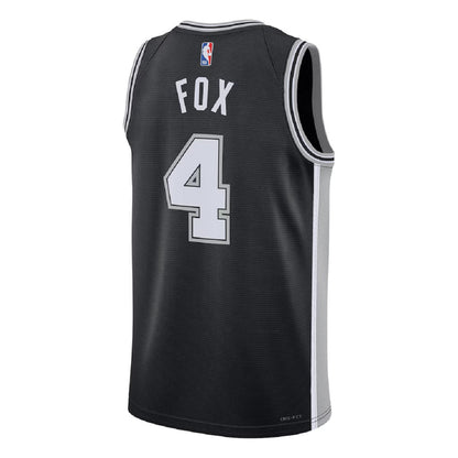 Unisex San Antonio Spurs De'Aaron Fox #4 Black Swingman Jersey - Icon Edition