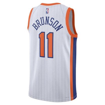 Unisex New York Knicks Jalen Brunson #11 White Swingman Jersey - City Edition