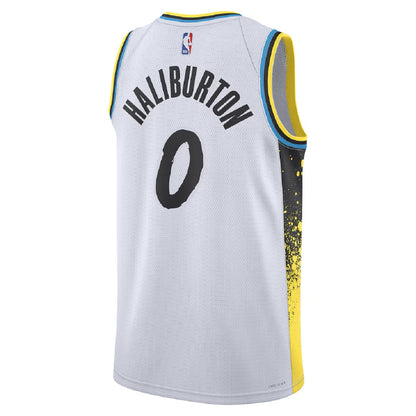 Unisex Indiana Pacers Tyrese Haliburton #0 White Swingman Jersey - City Edition