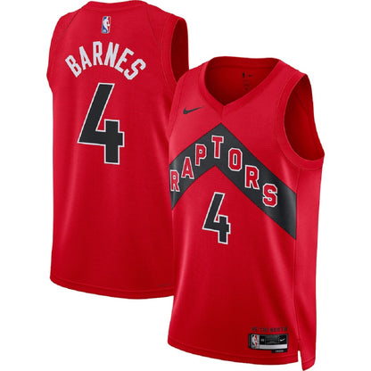 Unisex  Toronto Raptors Scottie Barnes #4 Red Swingman Jersey - Statement Edition