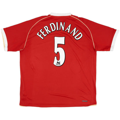 Ferdinand #5 Retro Manchester United Home Jersey 2006/07