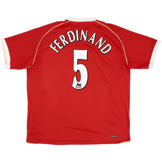 Ferdinand #5 Retro Manchester United Home Jersey 2006/07