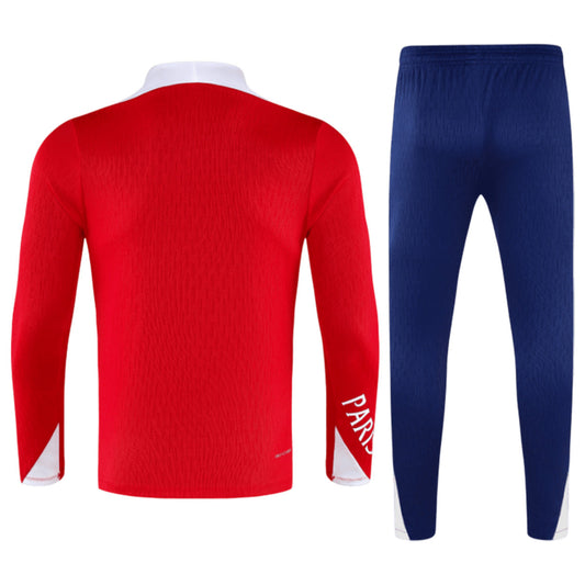 Kids PSG Zipper Sweatshirt Kit(Top+Pants) Red 2025/26