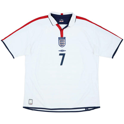 Beckham #7 Retro England Home Jersey Euro Cup 2004