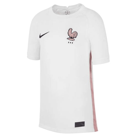 2022-23 France Away Youth Soccer Jersey White-Pink Glaze-Blue