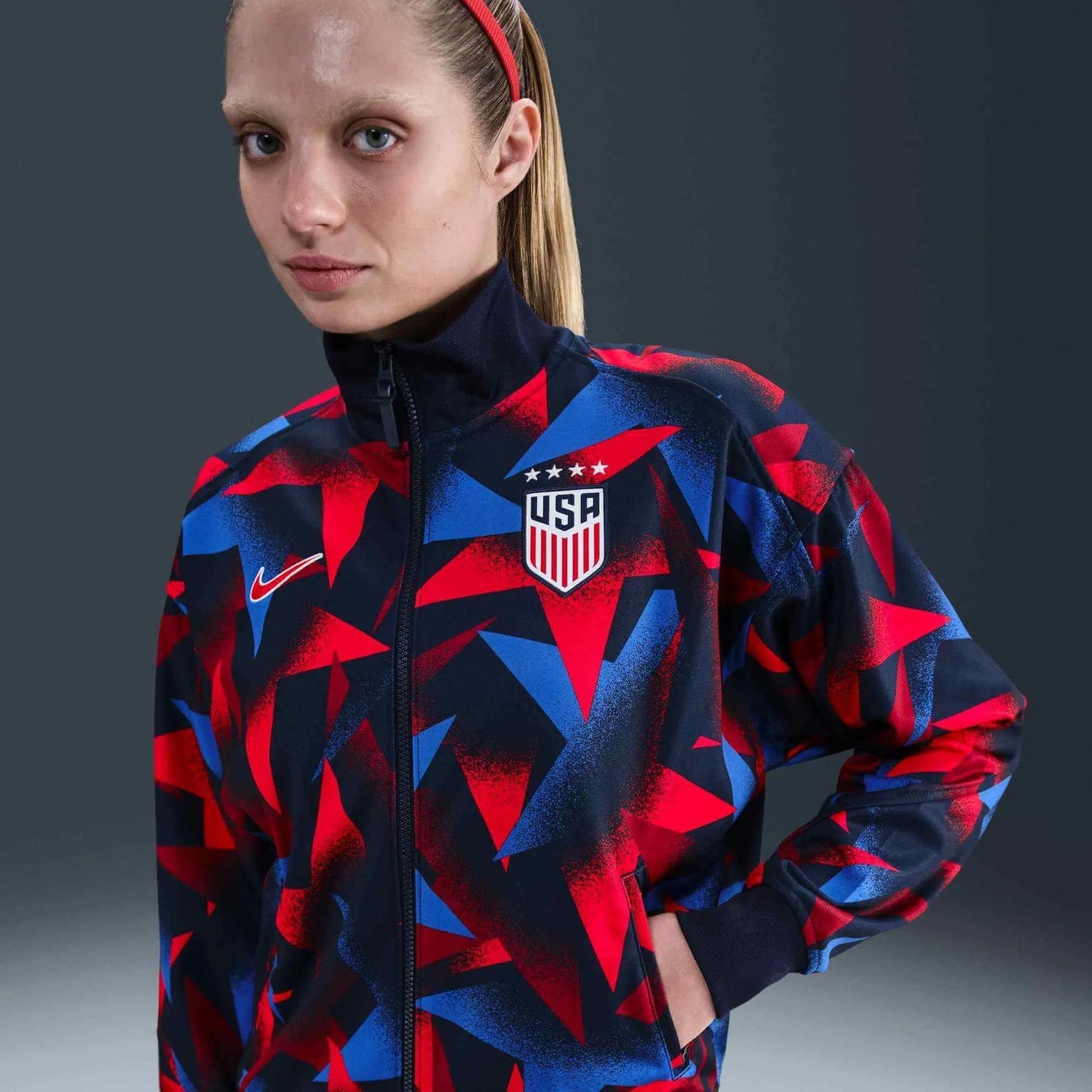 2025 USA Women's Academy Pro Anthem Jacket Obsidian/Challenge Red