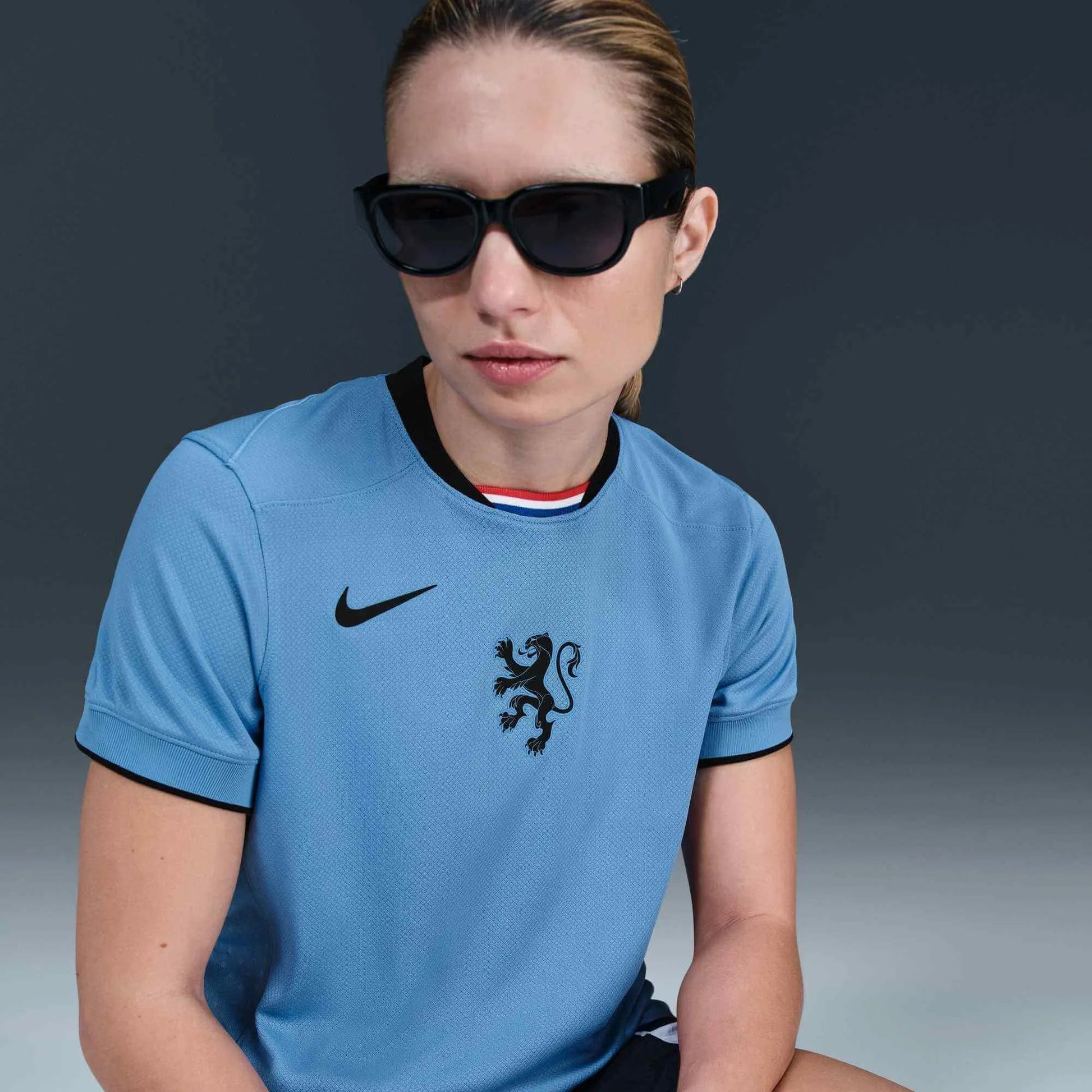 2025 Netherlands Women's Stadium Away Soccer Jersey Blue Beyond/Black