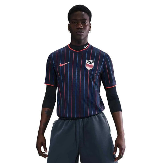 2025 USA Men's Authentic Away Soccer Jersey Obsidian/Challenge Red