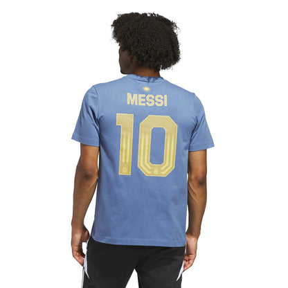 2026 Argentina Men's Messi Name And Number Tee Crew Blue