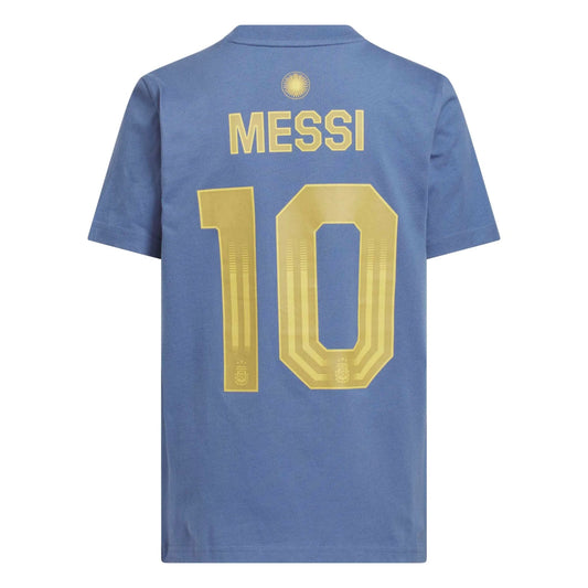 2026 Argentina Youth Messi Name And Number Tee Crew Blue