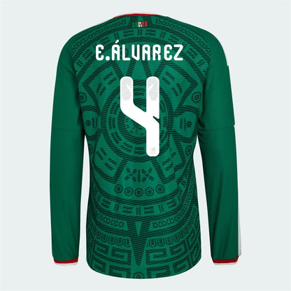 2026 Mexico Men's Authentic Home Long-Sleeve Soccer Jersey Bold Green