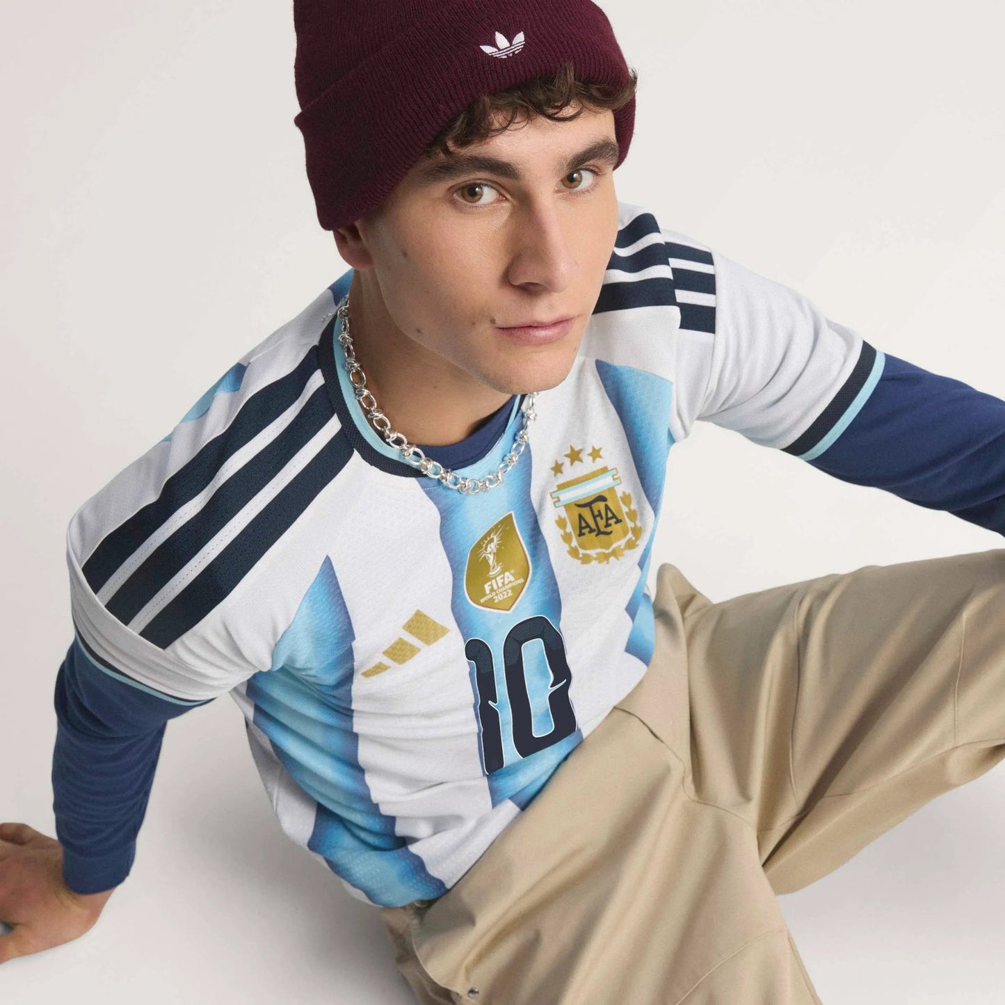 2026 Argentina Men's Authentic Home Messi #10 Soccer Jersey White / Icey Blue / Light Blue
