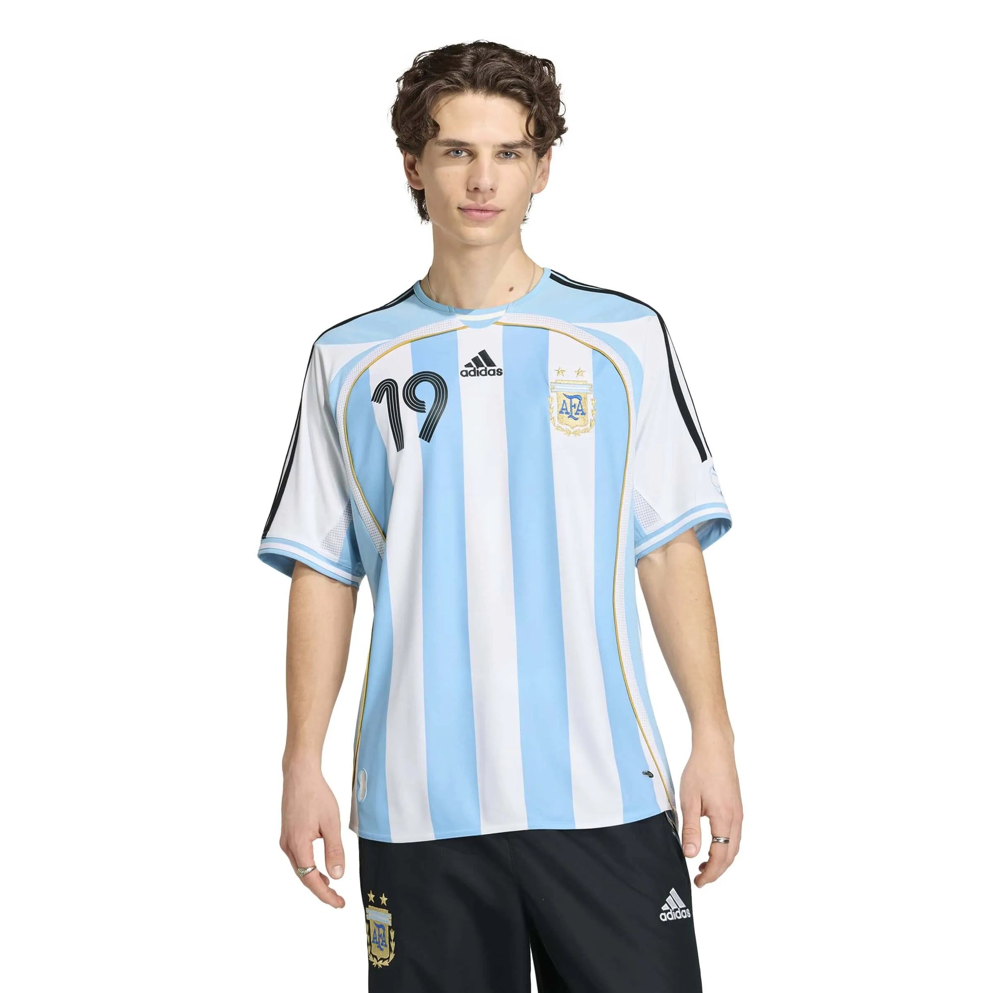 2006 Argentina Men's Retro Stadium Home Messi #19 Soccer Jersey