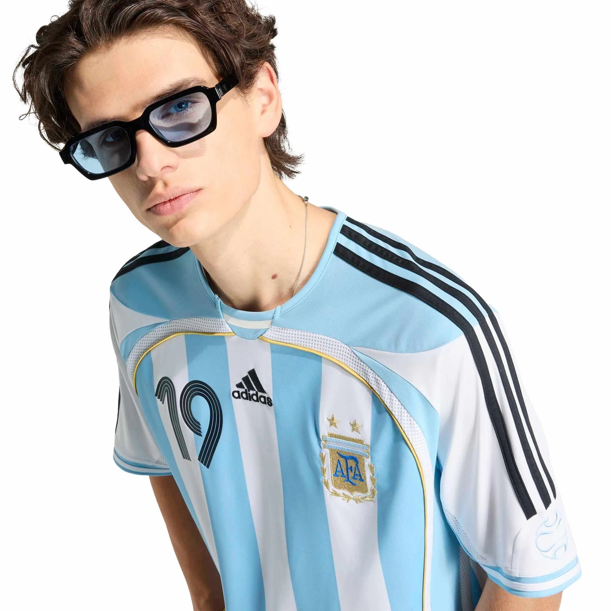 2006 Argentina Men's Retro Stadium Home Messi #19 Soccer Jersey