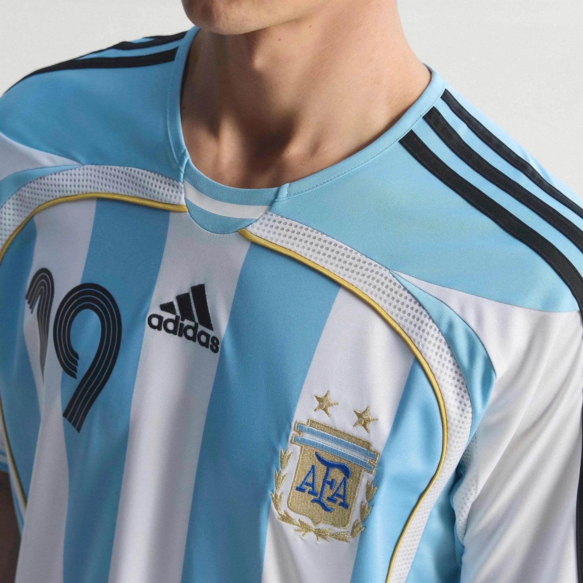 2006 Argentina Men's Retro Stadium Home Messi #19 Soccer Jersey