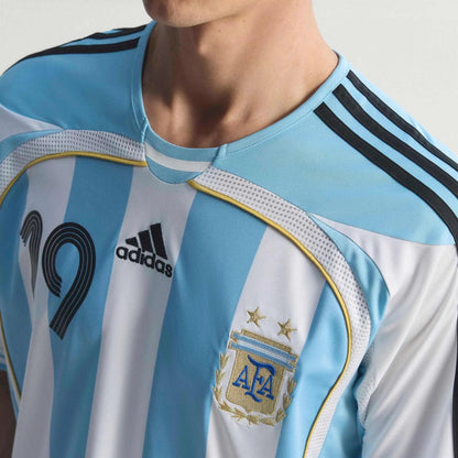2006 Argentina Men's Retro Stadium Home Messi #19 Soccer Jersey