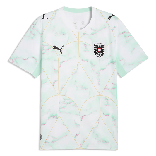 2026 Austria Men's Stadium Away Soccer Jersey Puma White-Mint Melt