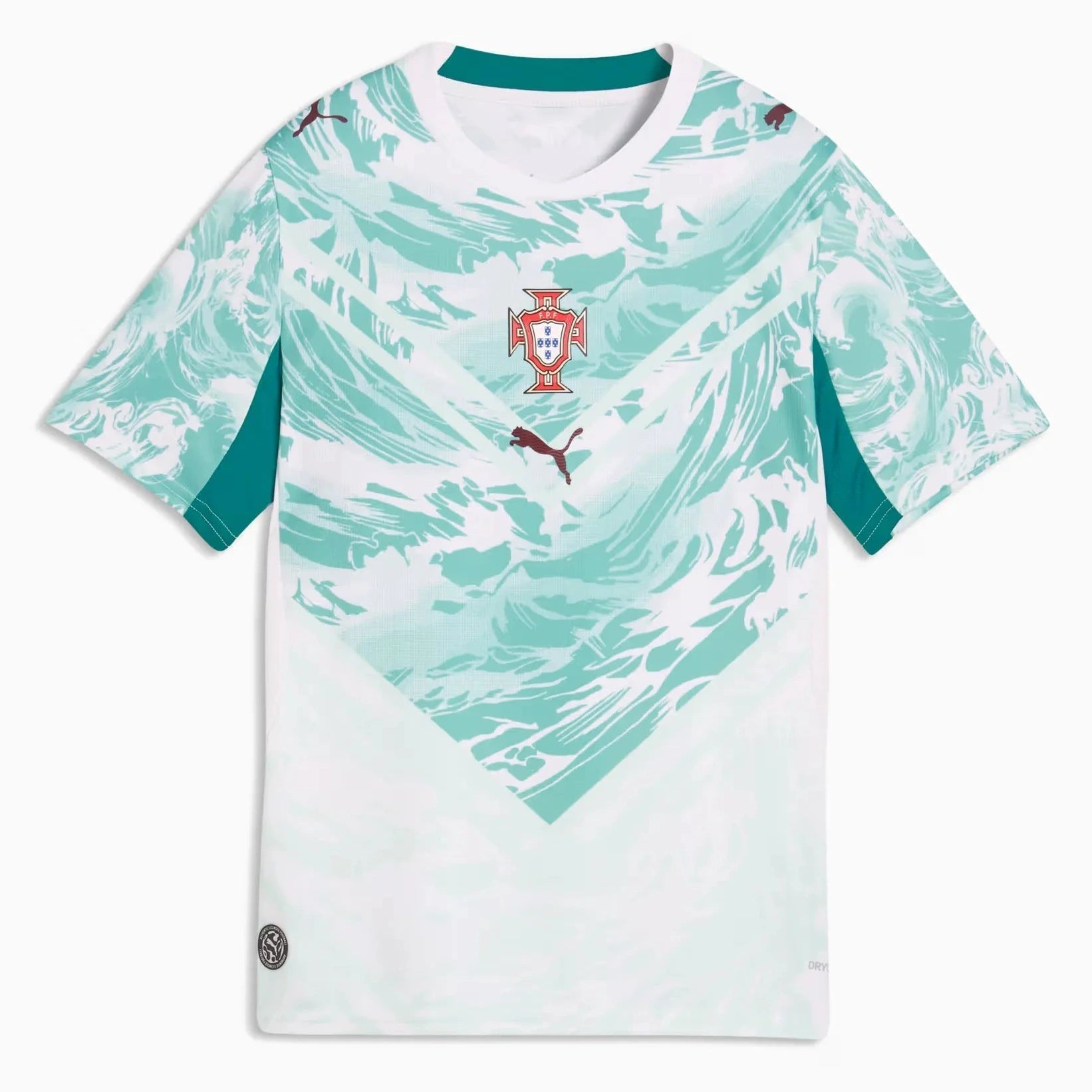 2026-27 Portugal Youth Stadium Away Soccer Jersey Puma White-Green Lagoon