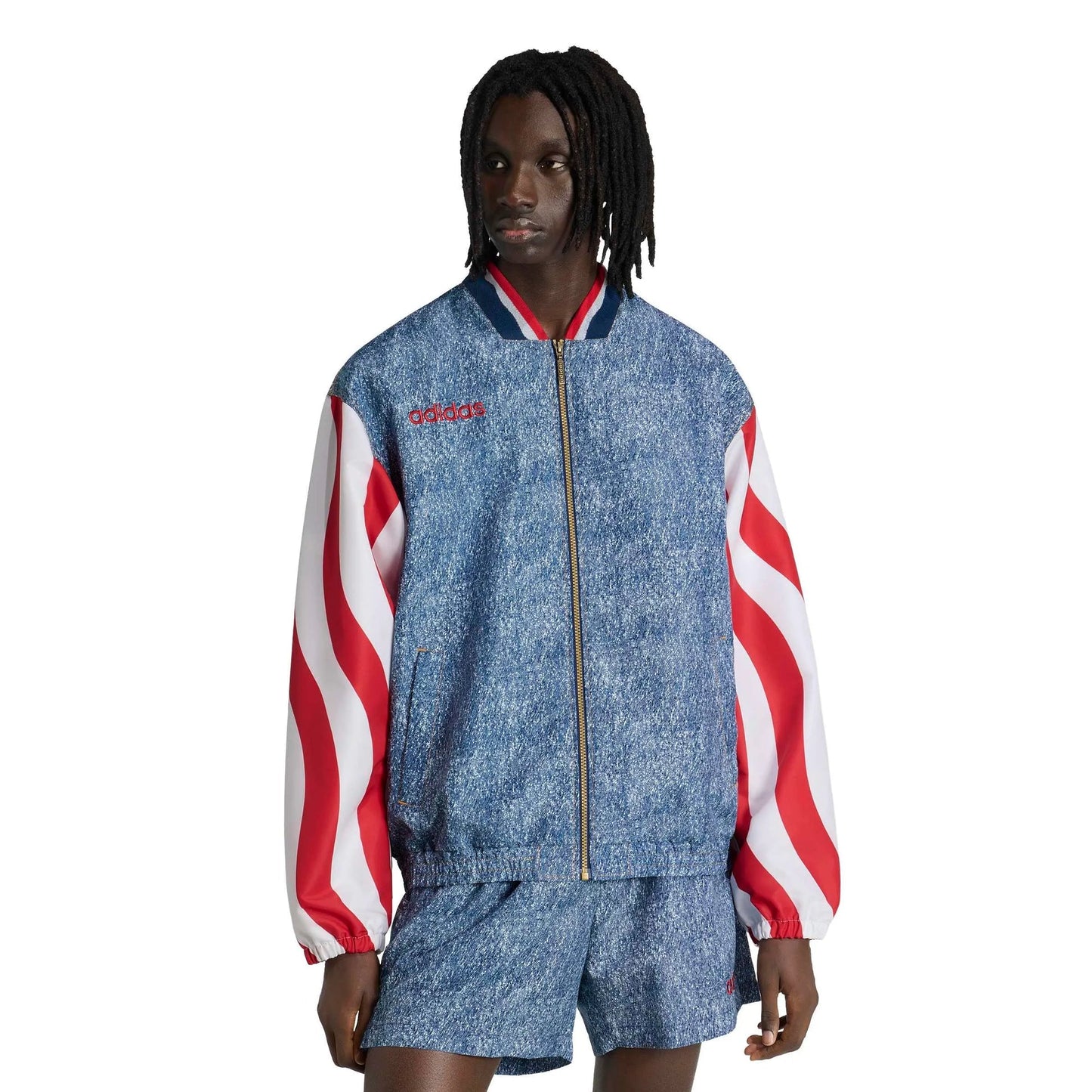 USA Men's Denim Graphic Track Top White / Dark Blue