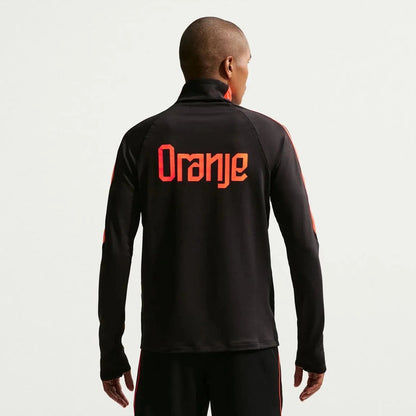 2026-27 Netherlands Men's Strike Drill Top Black/Hyper Crimson/Hyper Crimson