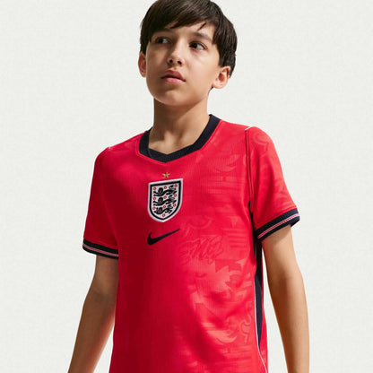 2026-27 England Youth Stadium Away Soccer Jersey Speed Red/Obsidian/White/Obsidian